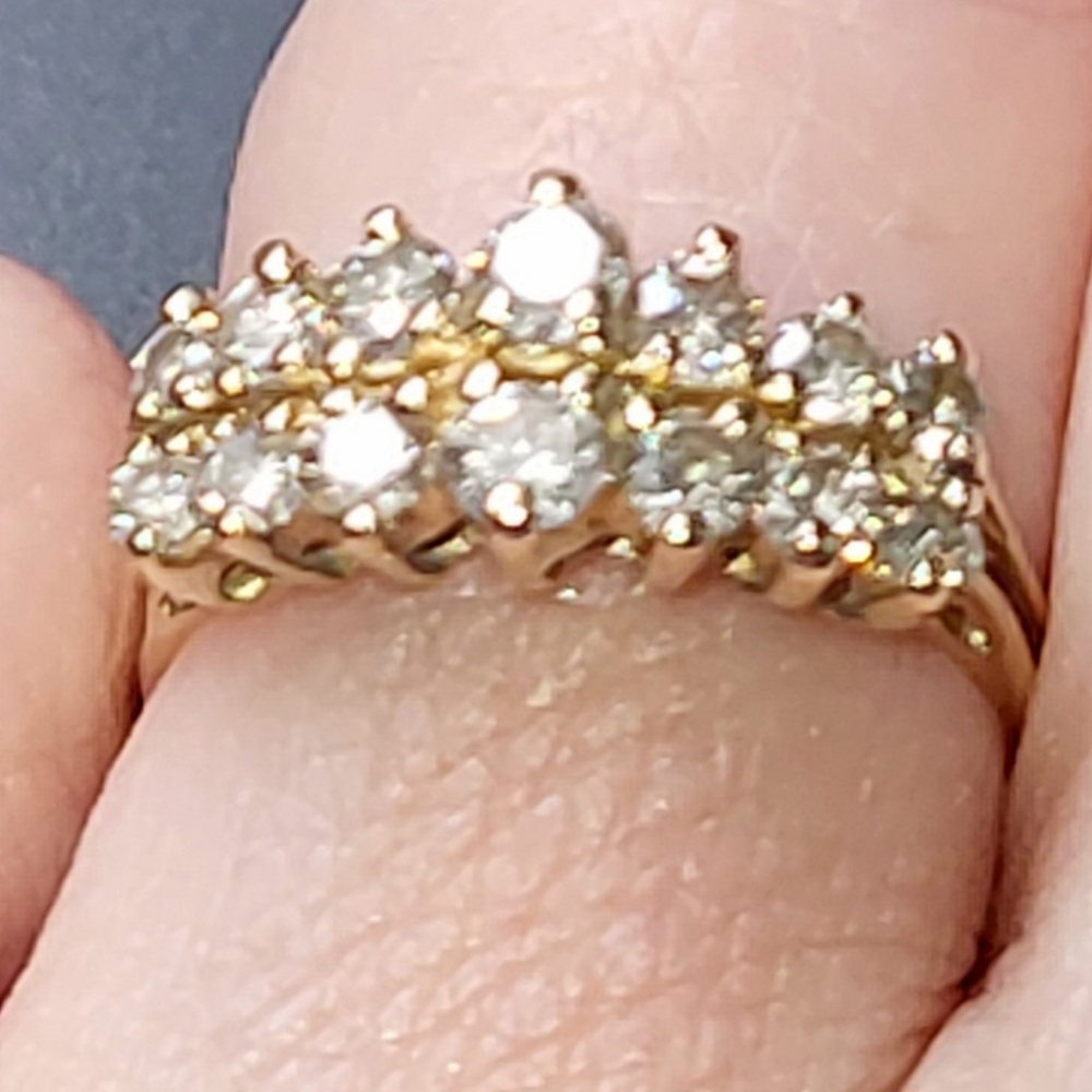 14k Yellow & White Gold Round Diamond Anniversary Band - Picture 13 of 16